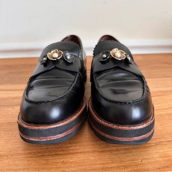 Coach Lenox Platform Loafer Women Size 10 Black Leather Embellished G1218 - Picture 4 of 14